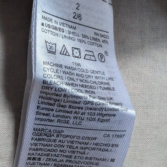 GAP Linen Cotton Boho Sleeveless Mini Dress Women’s Size 2 Beige Multicolor - Picture 5 of 5